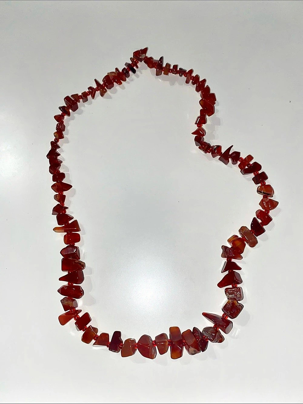 Red Stone Chip Bead Necklace